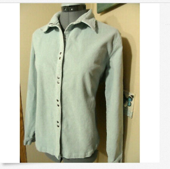 CABELA'S Corduroy Snap Shirt L Blue collared top - Picture 3 of 6